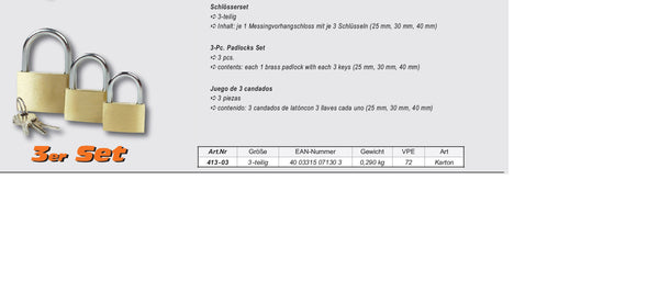 Schlosserset 3-tlg. (25,30+40 mm) SB