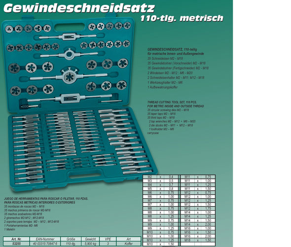 Gewindeschneidsatz 110-tlg.