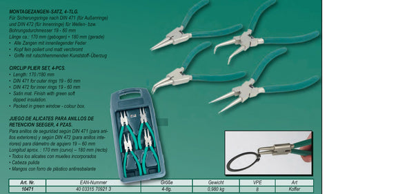 Montagezangen-Satz, 4-tlg. im Koffer