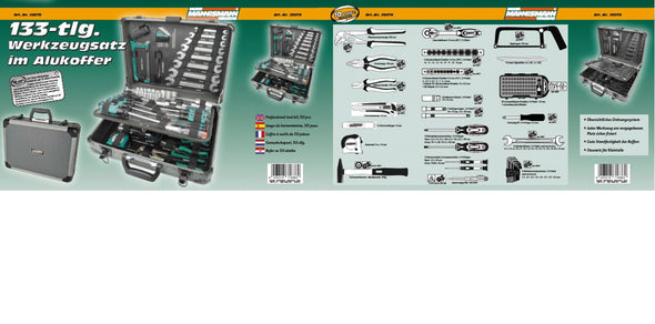Alu-Werkzeugkoffer, bestückt, 133-tlg.
