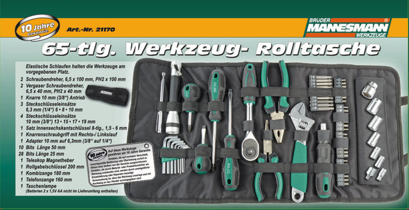 65-tlg. Werkzeug- Rolltasche